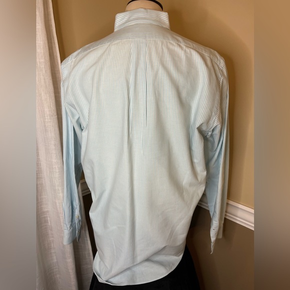 RALPH LAUREN Teal Stripe Oxford Button Down Shirt Size 16.5-35 - Picture 4 of 8